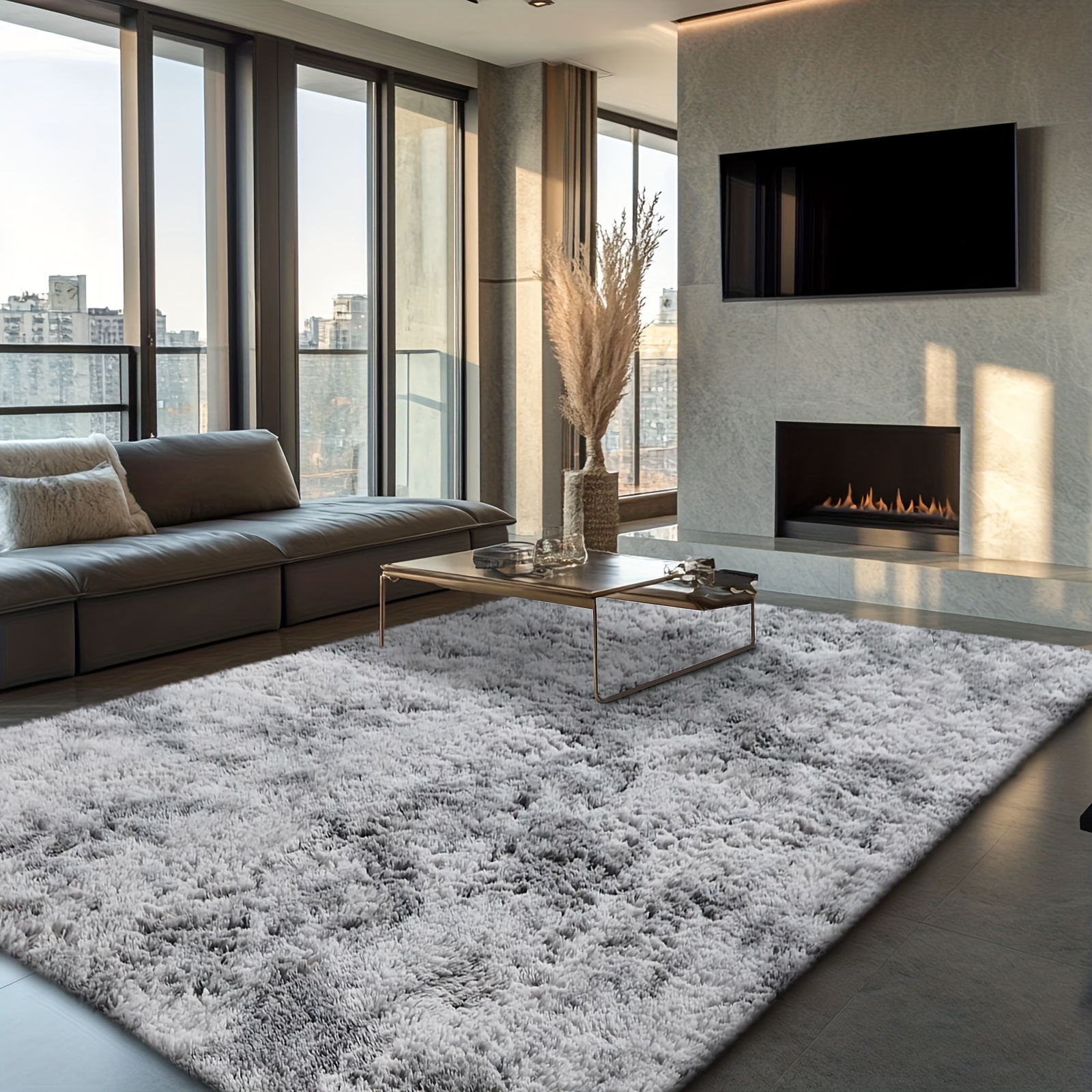 TEMU 1pc Super Soft Thickened Fluffy Area Rug For Living Room, Tie-dyed Soft Shaggy Area Rug Plush Indoor Carpets For Bedroom, Non Skid Fluffy Fur Rug For Room Home Deco.