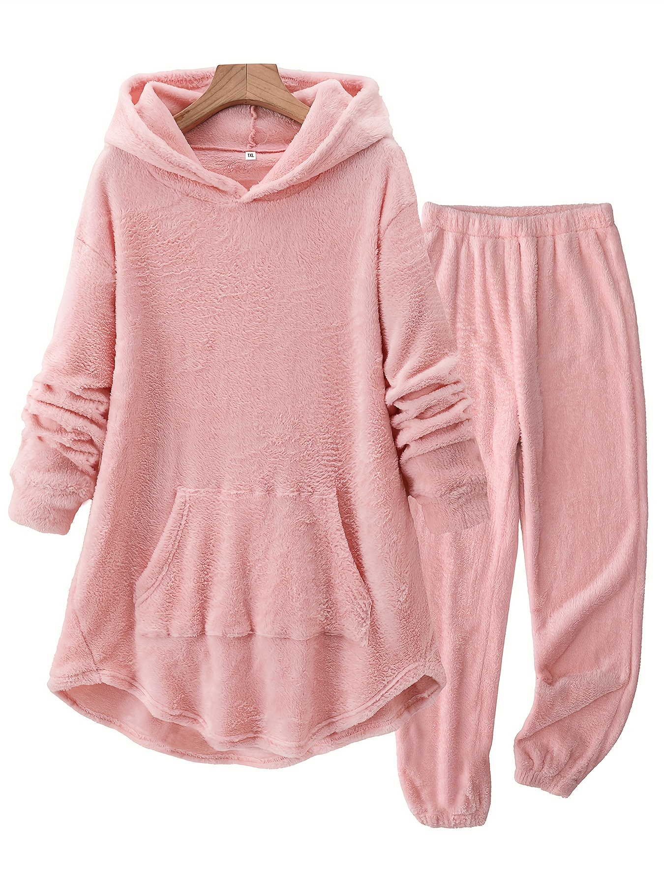 women's plus size solid color thick flannel set casual Temu Germany