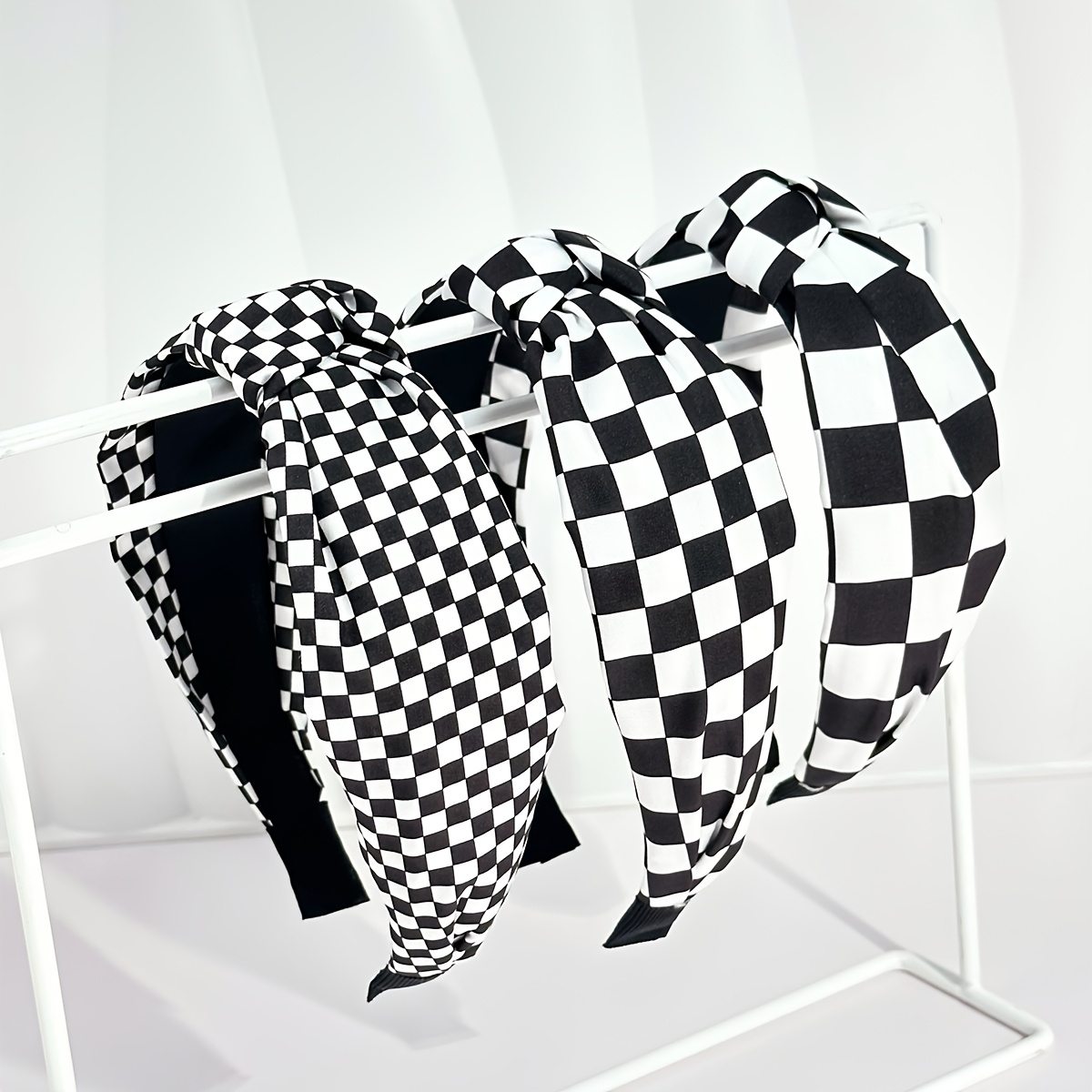 TEMU 3pcs Bandeau Facile à Carreaux Cosmétique Lavage du Visage Cheveux Fixés Crâne Haut Bandeau de Transport Polyvalent Ajouts de Cheveux