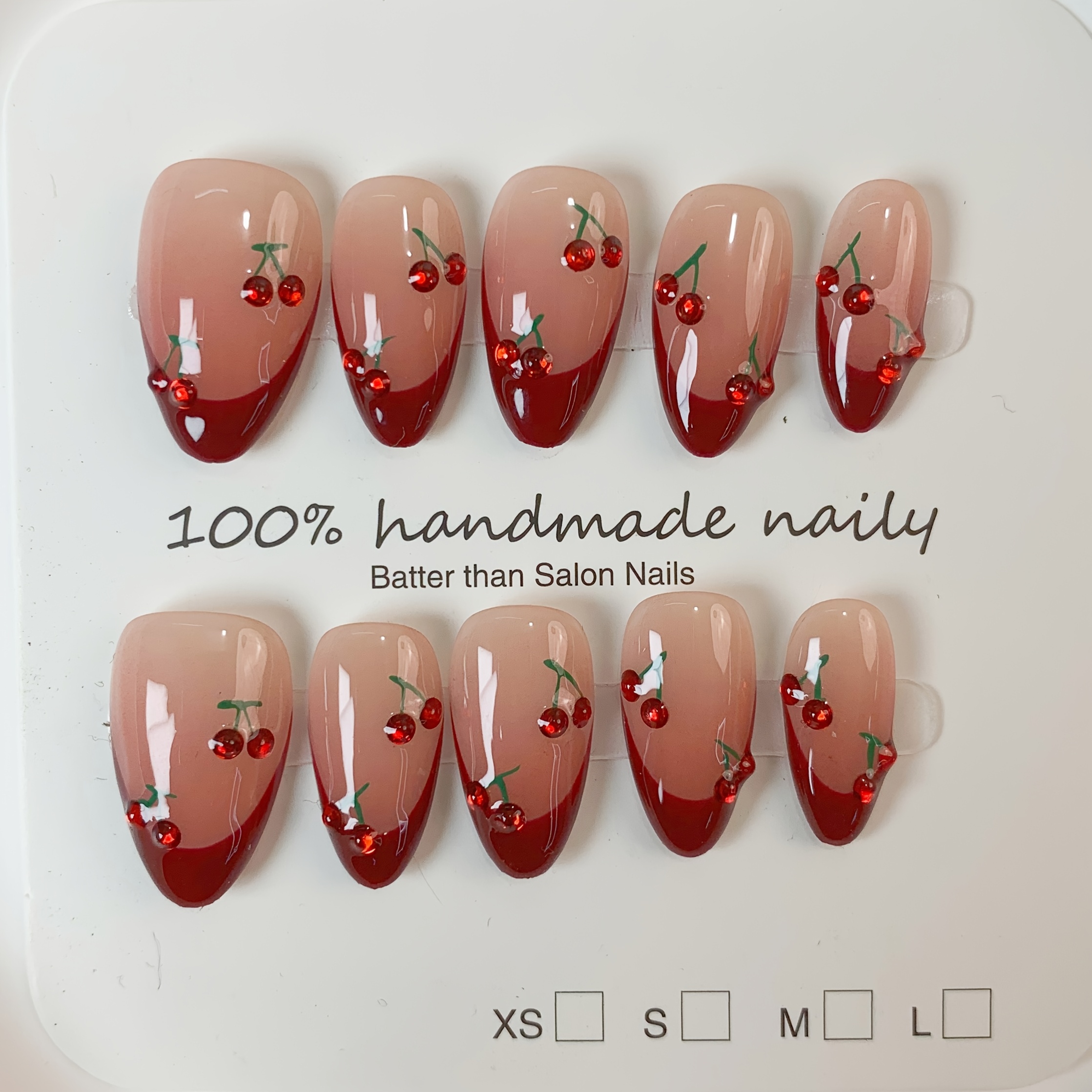 TEMU Lot de 10 faux ongles courts d' à presser, à , pointes peintes à de style français rouge, manucure , strass en trois dimensions, éclaircit le