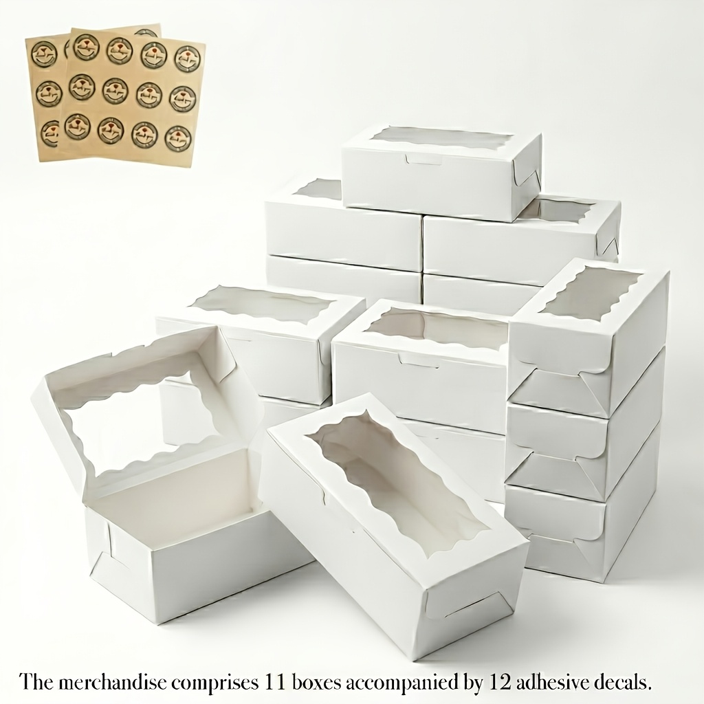 TEMU Gift For Her/him Window Party Favor Gift Boxes 11 Boxes + 12 Stickers Favor Packaging Boxes Thick Durable Paper Gift Boxes For Candles