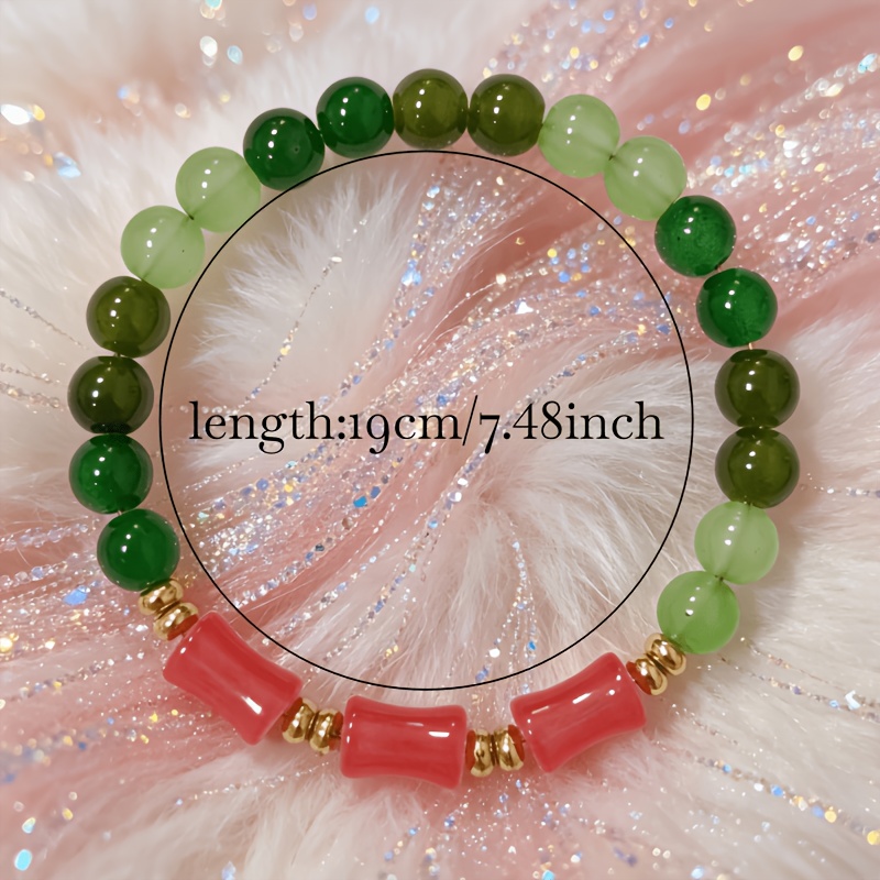 Gradient Green Toned Beaded Bracelet, Versatile Daily Accessory