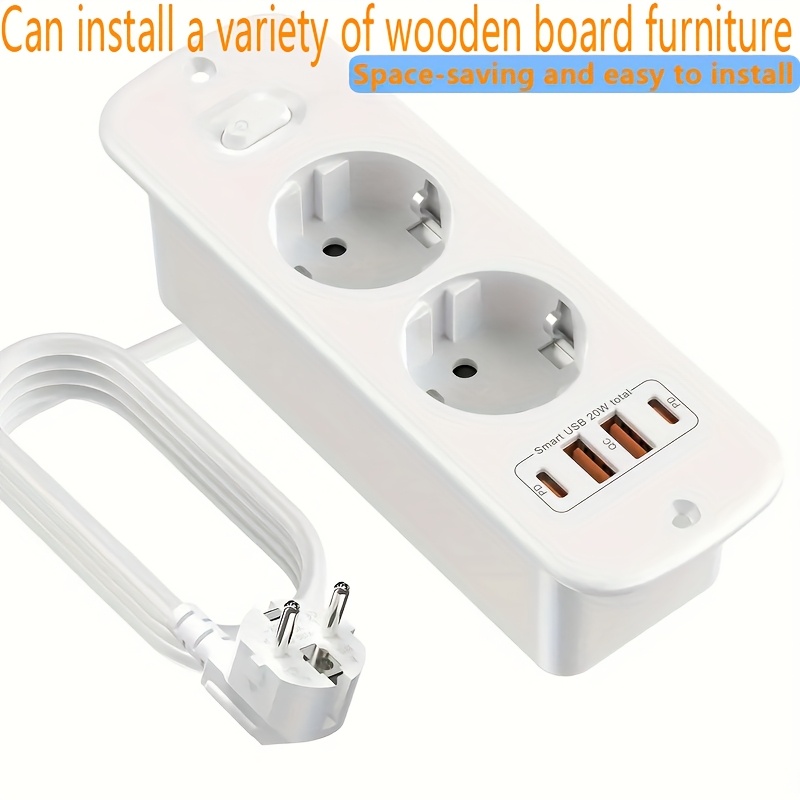 6 i 1 inbyggd skrivbordskontakt 2m förlängningskabel eu - Temu Sweden