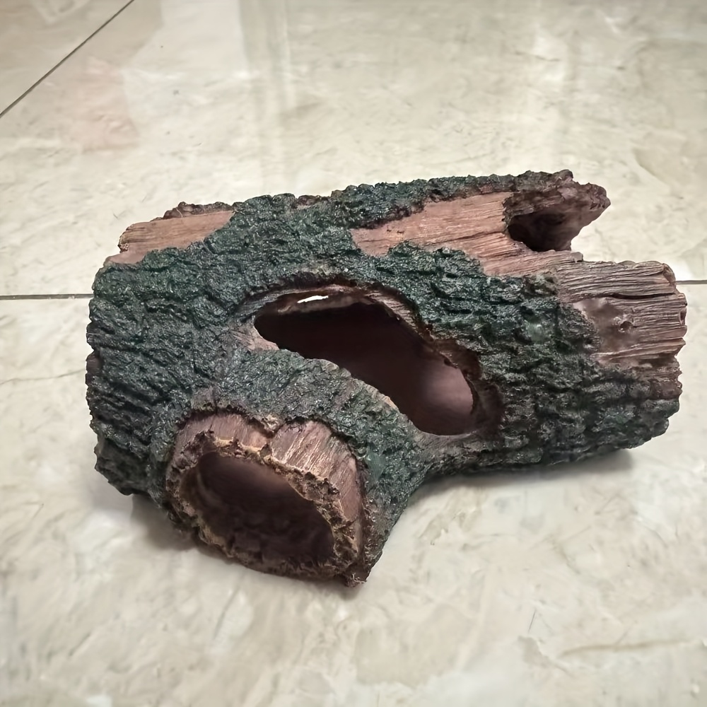Image of Realistic Resin Trunk Aquarium Decoration With Multiple For Betta Fish, Wooden House Cave For Small To Medium-sized Fish Tanks, Natural Wood-like For Aesthetic