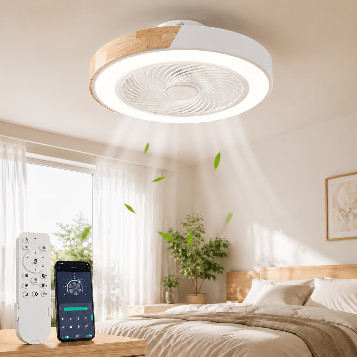Image of Modern Ceiling Fan With Light Suitable For Rooms, /-controlled Dimmable, 3 Color Temperature Adjustable Led Lamp, Quiet Motor, 6-speed Fan With Lamp For Living Room, Bedroom, Dining Room, Voltage