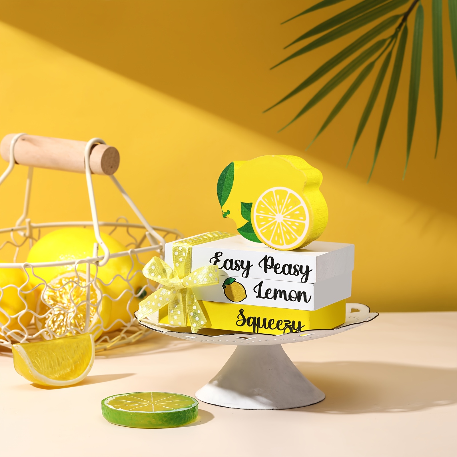 Easy Peasy Lemon Squeezy Wooden Tabletop Sign – Farmhouse Tiered Tray Decor, Multicolor Summer Kitchen Accent 3 thumbnail image