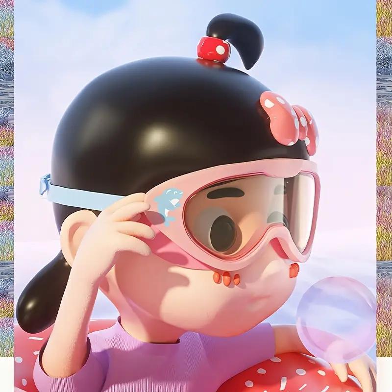 彩色青少年游泳眼镜 - 防雾、防水游泳眼镜,适合 4-16 岁,可调式头带,有趣的鱼设计,男孩和女孩的理想选择 详情 5
