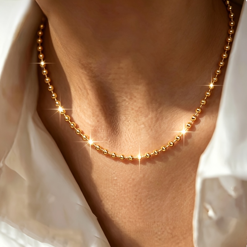 5pc Women's 18K Gold Plated Round Chain Necklace Set