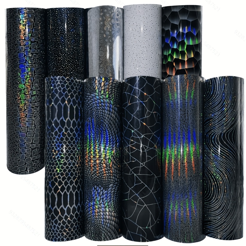 Image of 10pcs Bundle 25x30cm/9.8x11.8in Laser Holographic Heat Transfer Vinyl Diy Film