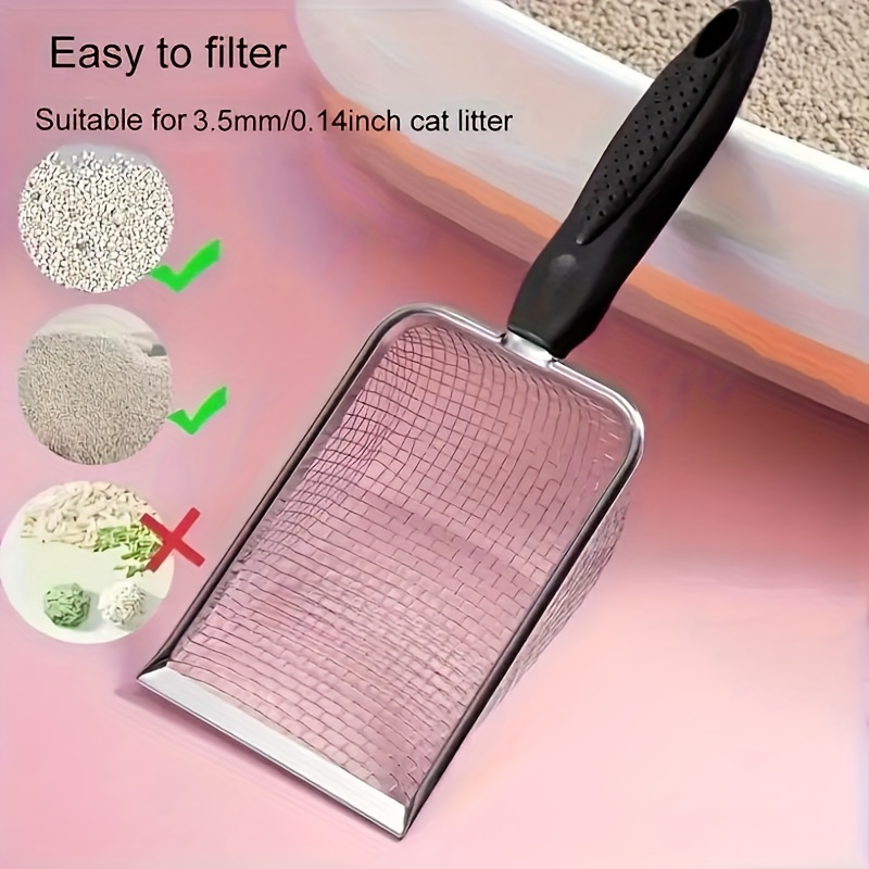 

Stainless Steel Cat Litter Scoop With Ergonomic Handle - Durable Pet Poop Shovel For Cats, Easy-sifting Mesh Design For Efficient Cleaning, Non-stick Cat Litter Box Maintenance Tool