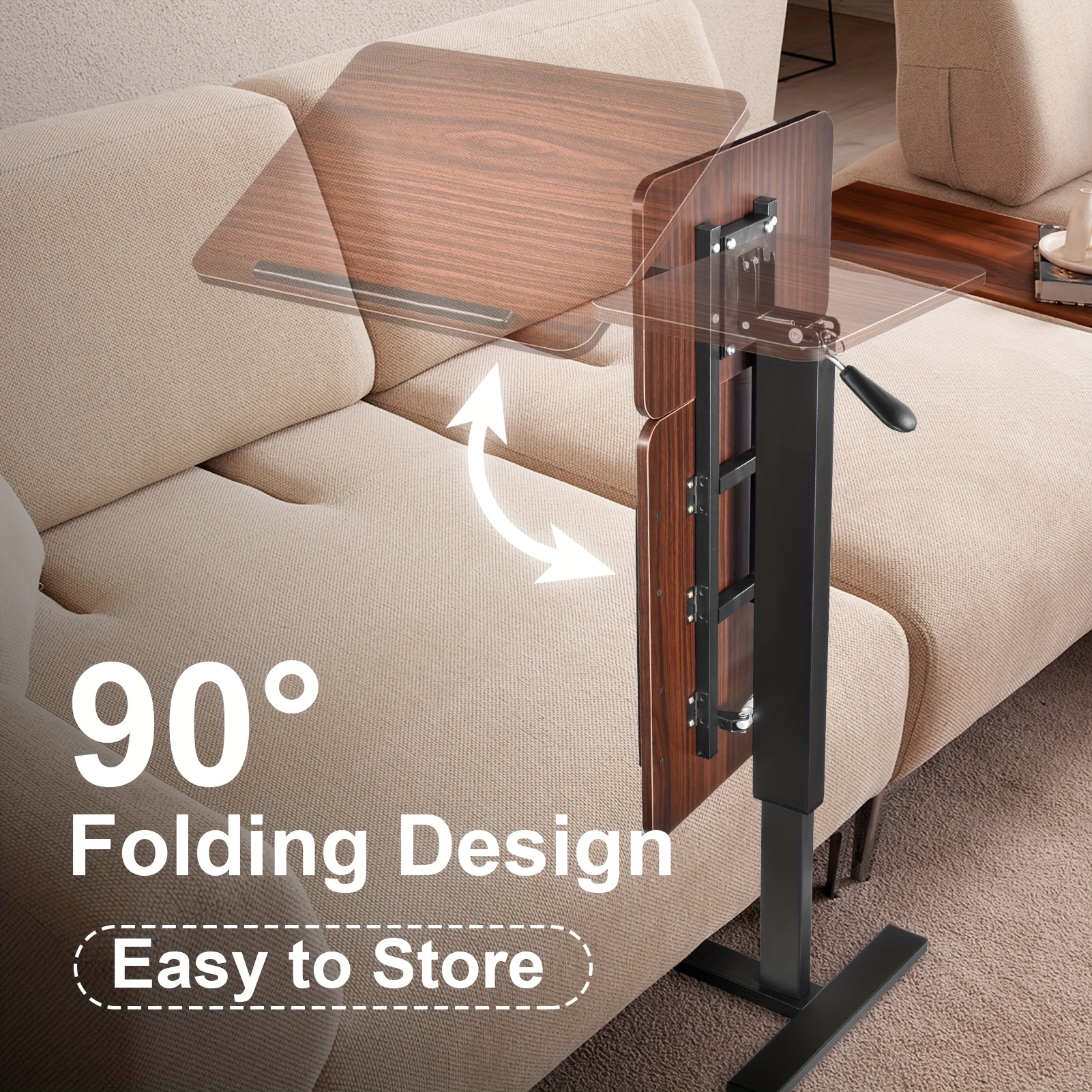 mobile bedside storage unit height adjustable sit stand workstation pneumatic lift computer desk portable laptop table 80 116cm rotating rolling laptop holder ergonomic standing desk for home and office use 8