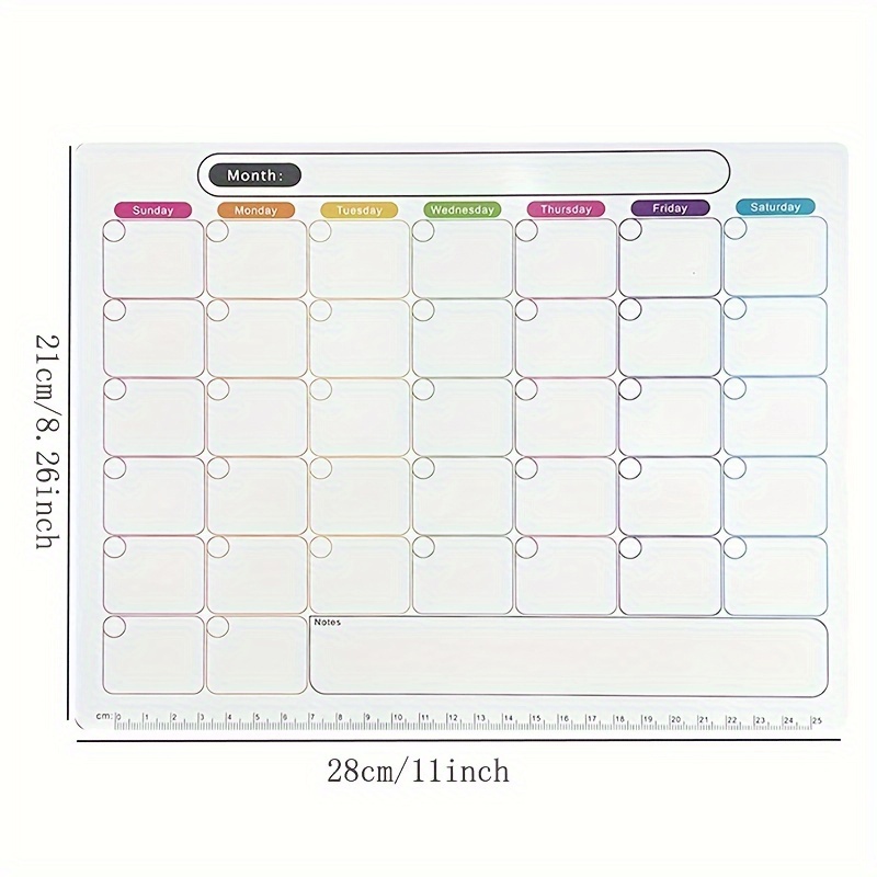 TEMU 1pc Magnetic Refrigerator Pad, Pvc Creative Writing Board, Daily Planner Calendar, Office Supplies, Paperboard Material, 12x18 Inches, For And Notes