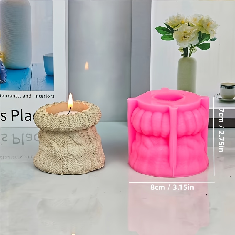 1pc Knitted Sweater-style Resin Silicone Mold - Rectangular Plant Flowerpot & Candle Cup With Woven , Diy Home Decor Craft For Cozy Winter Aesthetic, Creative Crafting, Textured , Detailed Texture