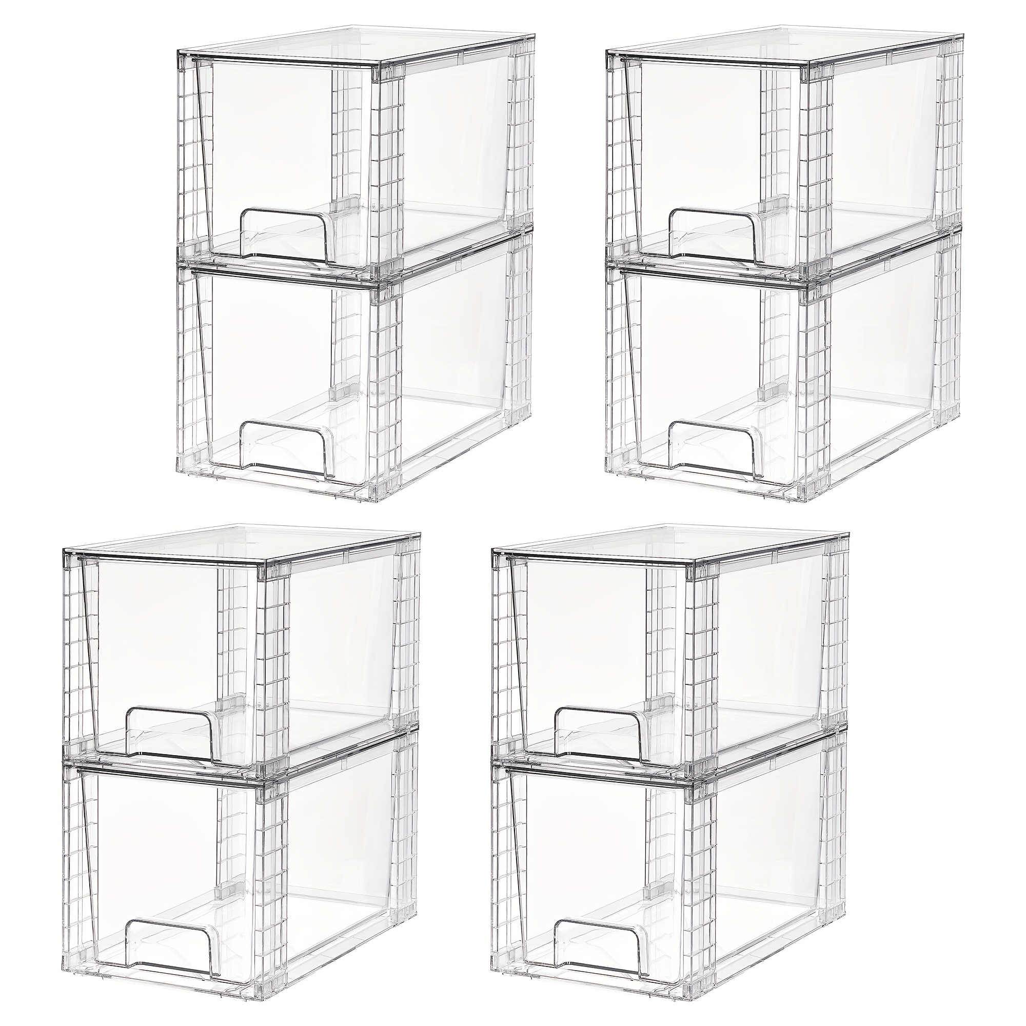 2/4/6/8 Packs Drawer Style Storage Cabinet, Stackable Storage Drawers, Easily Assemble Acrylic Bathroom Closet Undersink Organizers And Storage, Plastic Bins for Kitchen Cabinets, Pantry, Makeup Organization, Storage Drawer Units