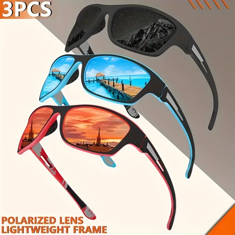 

3pcs Polarized Cycling Sports Glasses For Men And Women. Ideal For Driving, Fishing, Golf, Running, And Baseball.