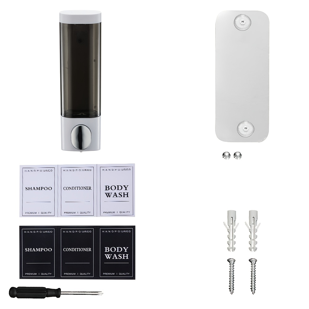 TEMU Distributeur de savon mural perçage avec système à 1/2/3 chambres - Plastique robuste, anti-fuite pour de bains, cuisines et douches - Bouton (