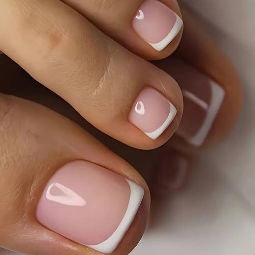 24pcs glossy pink nail tips nails on toe nails for women and short square shape with to apply nails for a chic look stylish nail wear elegant durable pressons cute nails