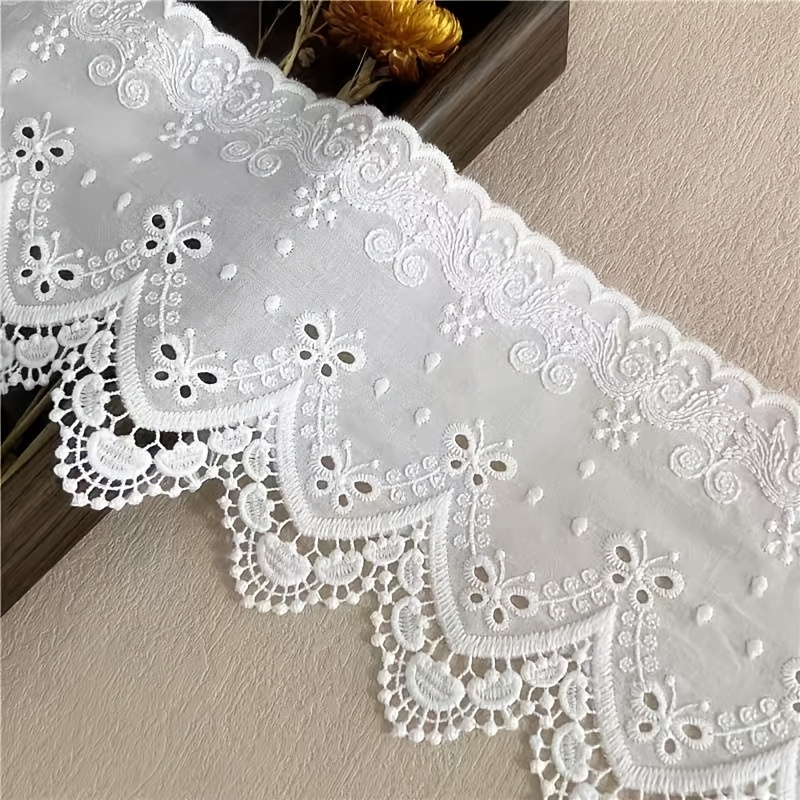 TEMU Openwork Lace, White Double- Water-soluble Lace, Suitable For Clothing, Bags, And Home Decor, Diy Craft Decoration Material
