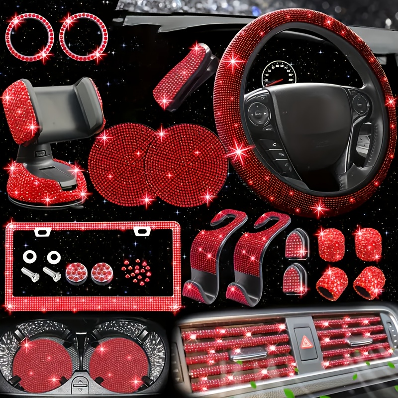26pcs of diamond-encrusted interior car accessories