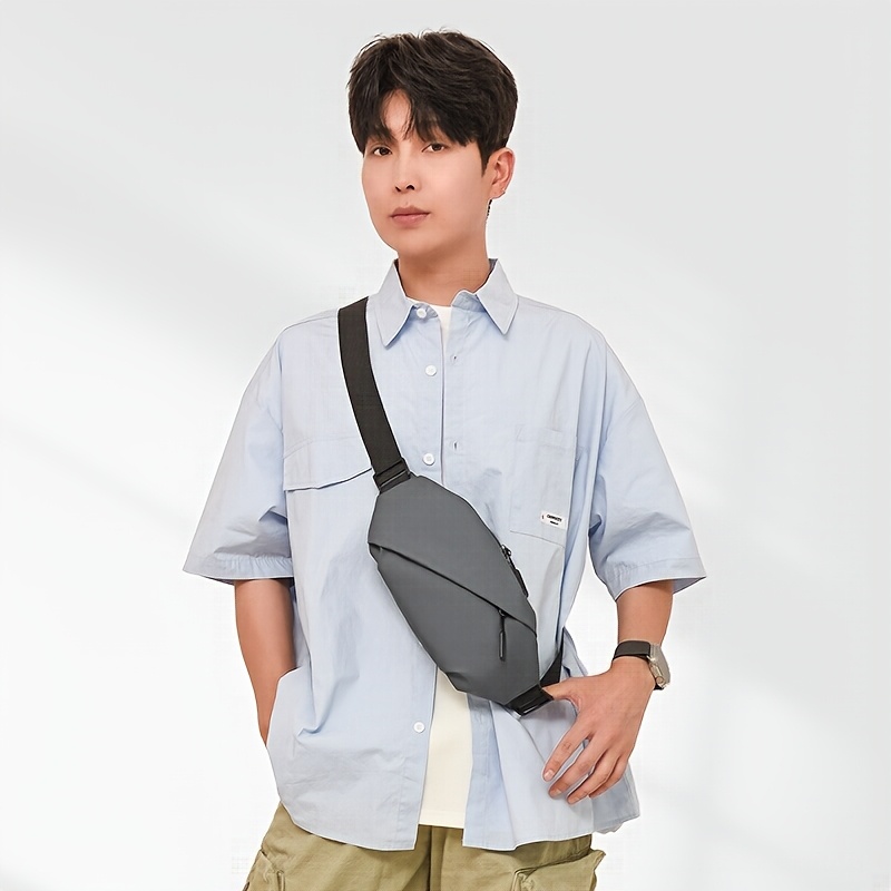 Men's Chest Bag, Minimalist Fashion Casual Solid Color Waist Pack, Women's Casual Sports Crossbody Bag, Lightweight Travel High Quality Fabric, Adjustable Strap Multi-Pocket Outdoor Sling Bag