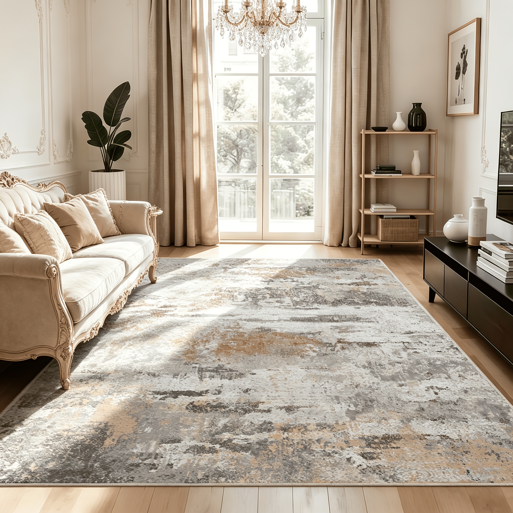 Image of 1pc Luxury Imitation Cashmere Suitable For , Soft Rug With Non-slip Backing, Stain/wrinkle/fade Resistant Rollable, Machine Washable Suitable For Entryway, Office, Game Room Decor, Modern Minimalist