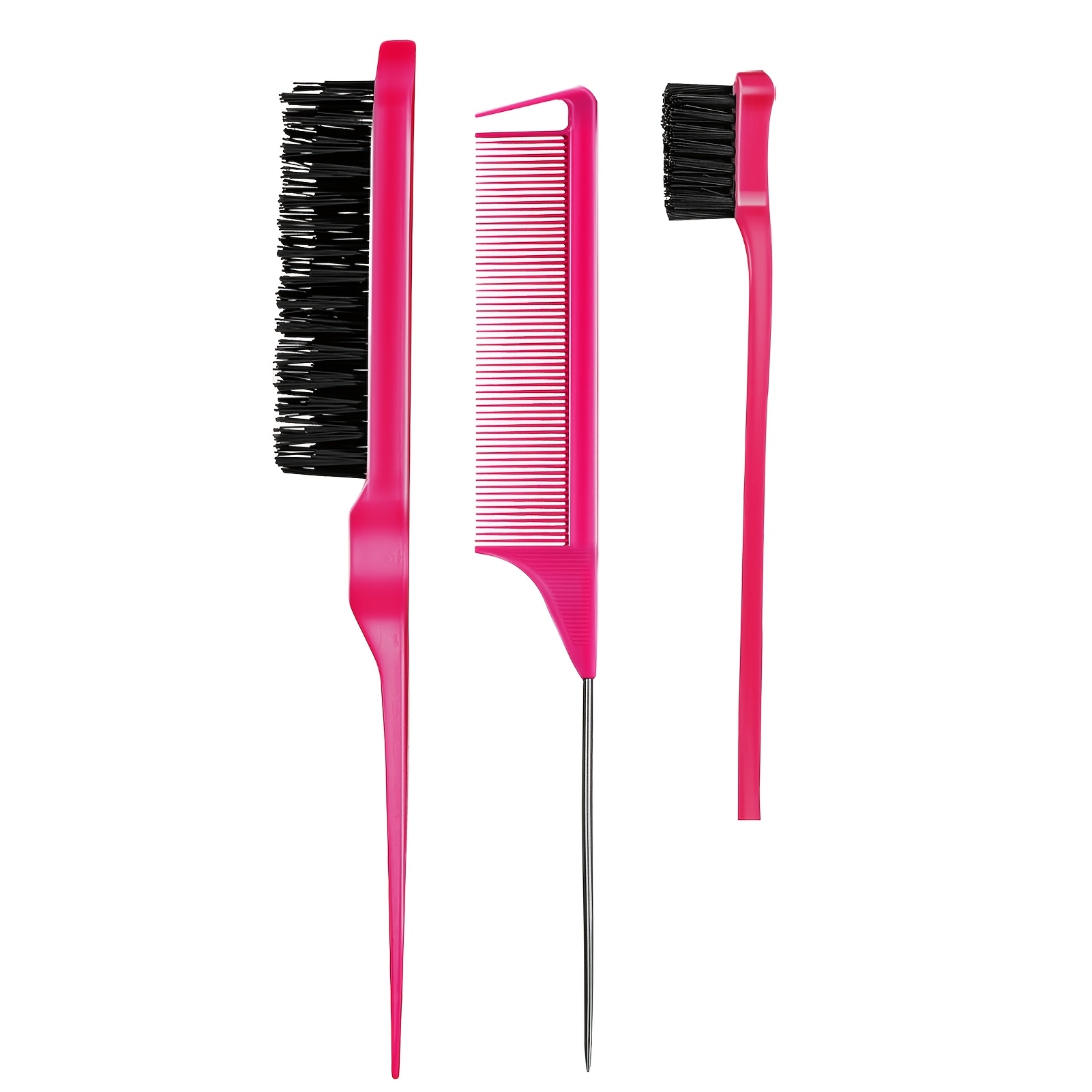 TEMU Goiple Slick Back Hair Brush With Bristle - Edge Control & Smoothing Brush For Women, Men's Beard Brush Professional Hard Bristle Hair Brush For