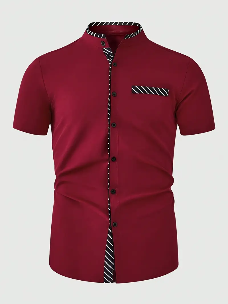 ανδρικό γαλάζιο πουκάμισο με μαύρο αντίθεση γιακά & μανσέτες - κλασική κουμπωτή, καθημερινό, εφαρμογή regular για το καλοκαίρι, γραφείο και streetwear, μη διαφανές υλικό, ανθεκτικό στο πλύσιμο Στοιχεία είδους 15