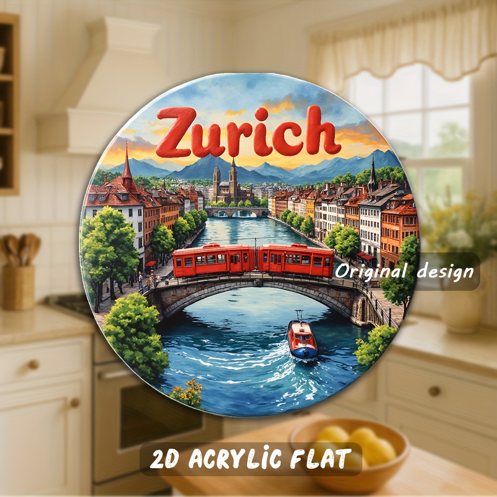 TEMU 1 Imán para nevera de Zúrich Suiza - 3.15 pulgadas, recuerdo de los Alpes Suizos, , Bahnhofstrasse y la Fraumünster, decoración acrílica para