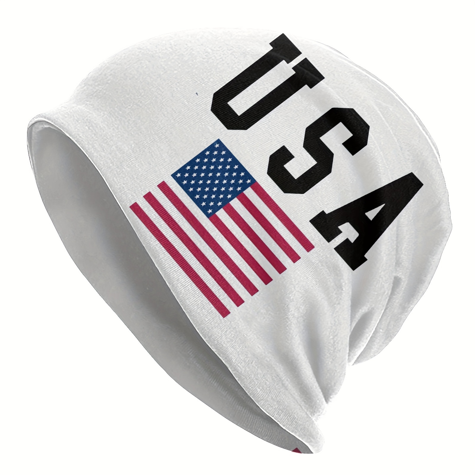 

Classic Independence Day Usa Pattern Beanie Hat, Soft Thin Style Summer Bonnet Hat For Sports, Hippie Y2k Retro White, Ideal Choice For Gifts