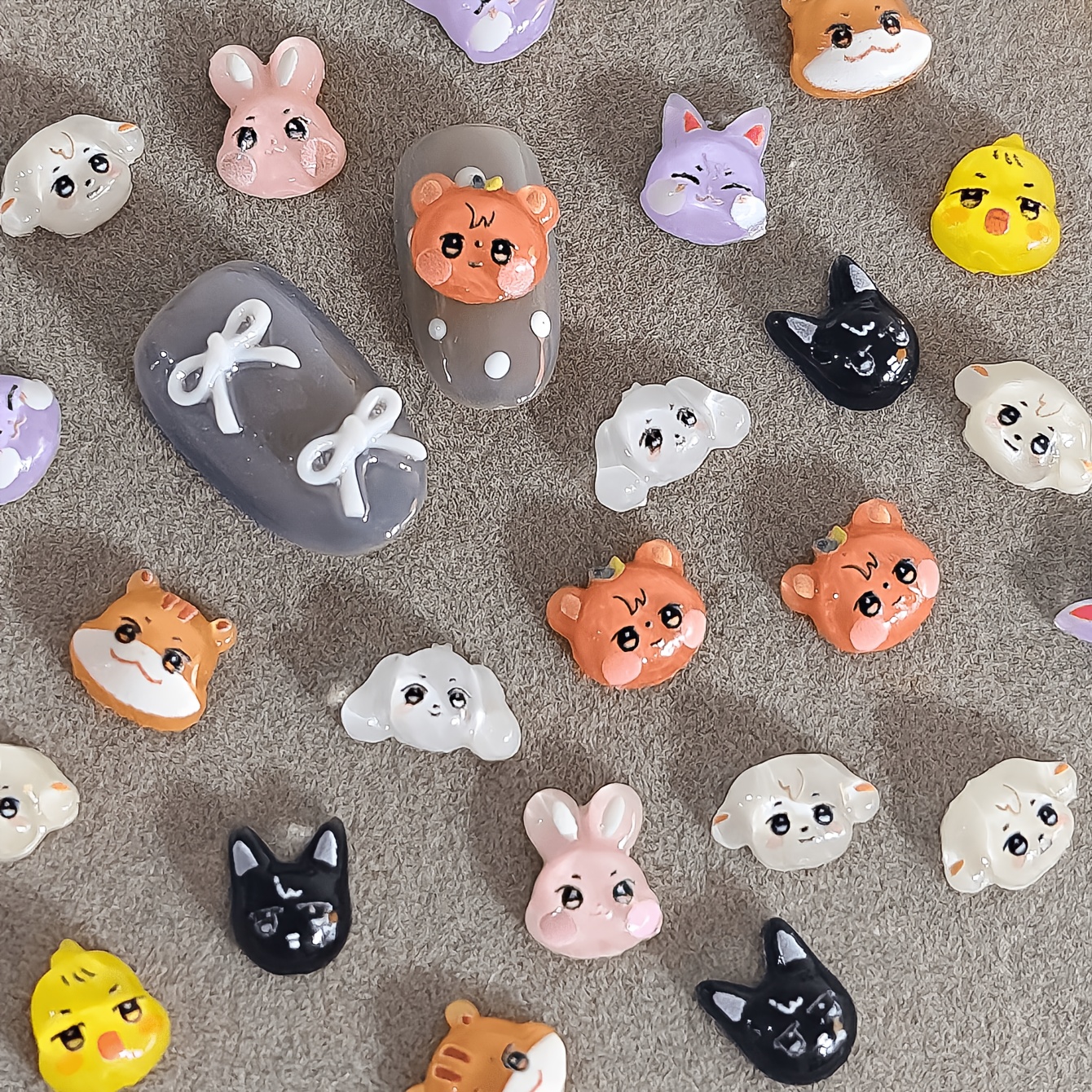 TEMU 20pcs 3d Kawaii Animal Nail Charms Suitable For Acrylic & Press On Nails, Resin Cat Rabbit Hamster Nail Decorations, Cute Cartoon Nail Studs For