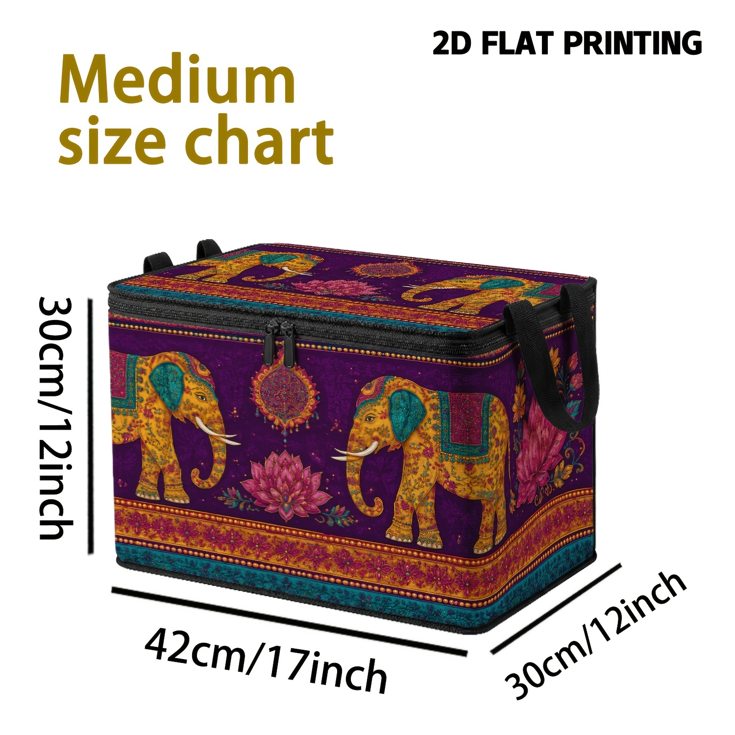 TEMU 1pc Large Octagonal Print Storage Box With Reinforced Lid & Suitable For Clothes, Bedding, Books Organizer - Non-woven Fabric Box Suitable For
