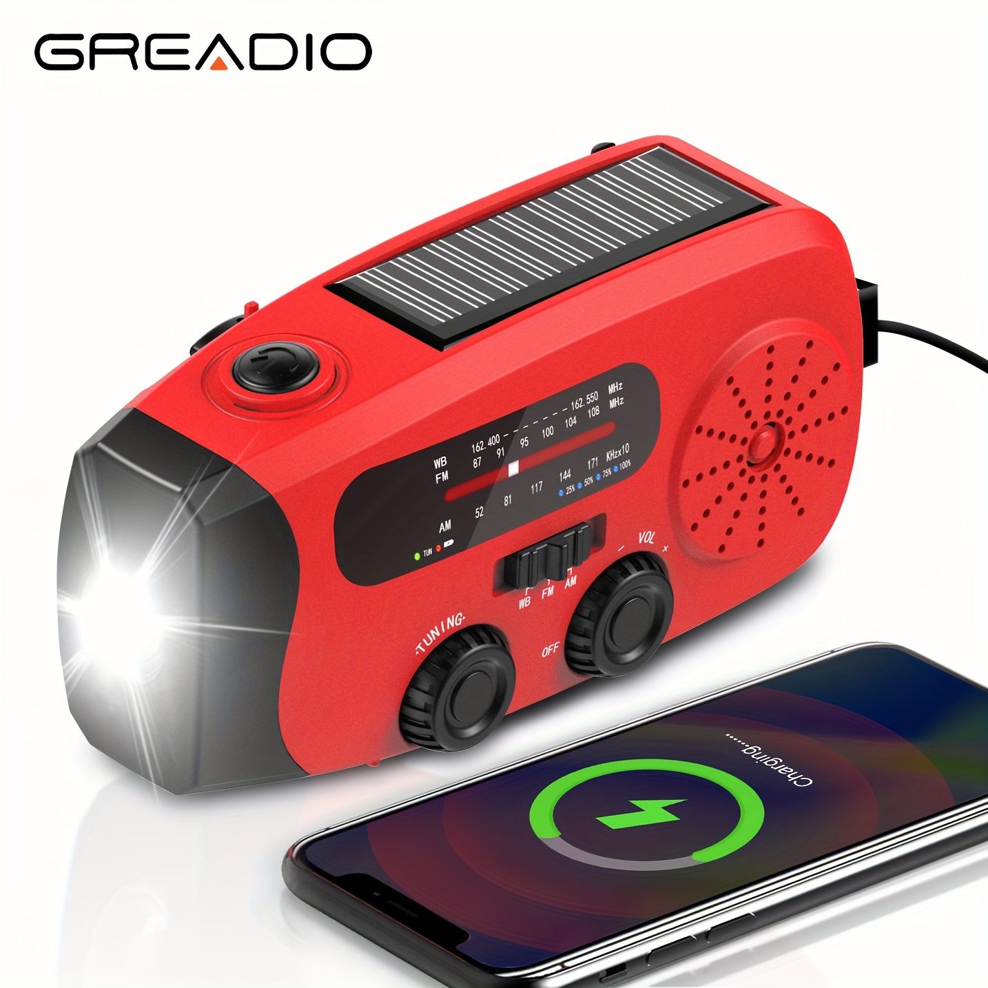 

Emergency Hand Radio With Led Flashlight For Emergencies, Am/fm Portable Weather Radio With 2000mah Mobile Phone Charger, Usb Charging And Solar For Camping, Emergencies