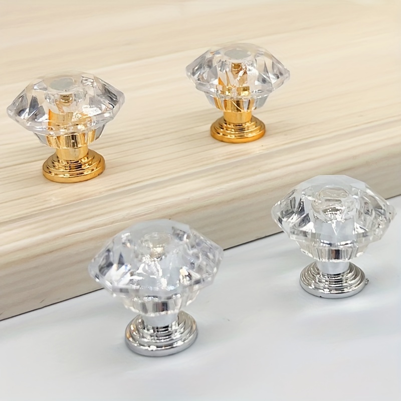 

10-piece Crystal Clear Acrylic Drawer Pulls - Single Hole Round Handles For Cabinets, Furniture & Jewelry Boxes With Screws Included