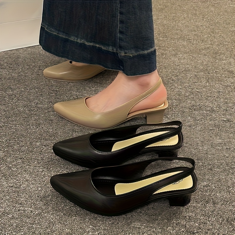 Zapatos de tacón francés para mujer Elegantes zapatos negros y con  punta, tacón medio, ropa casual para */verano, material