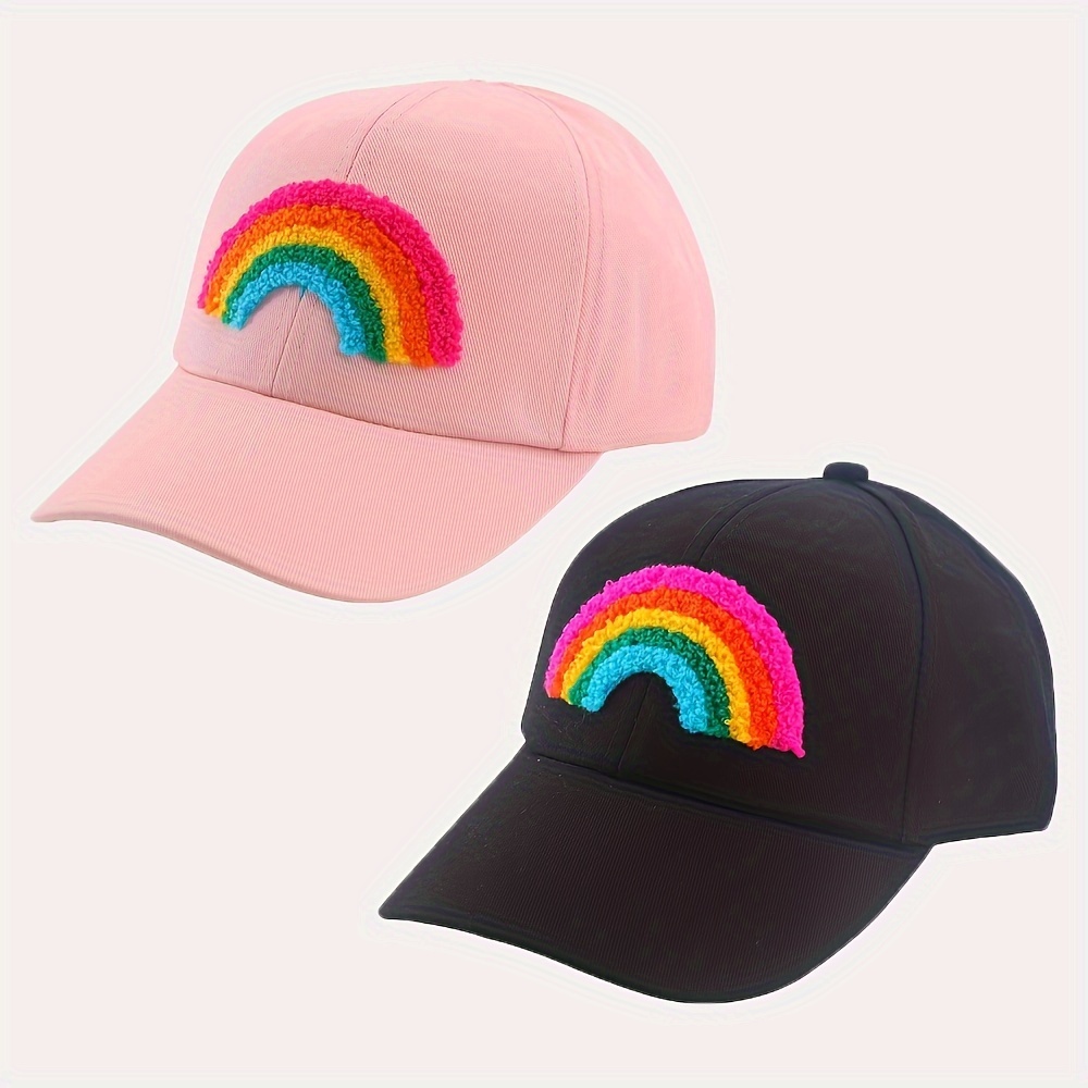 

Children's Summer Rainbow Embroidery Baseball Cap, Perfect For Outdoor Travel And Sun Protection, Ideal For 6-8 Year Olds