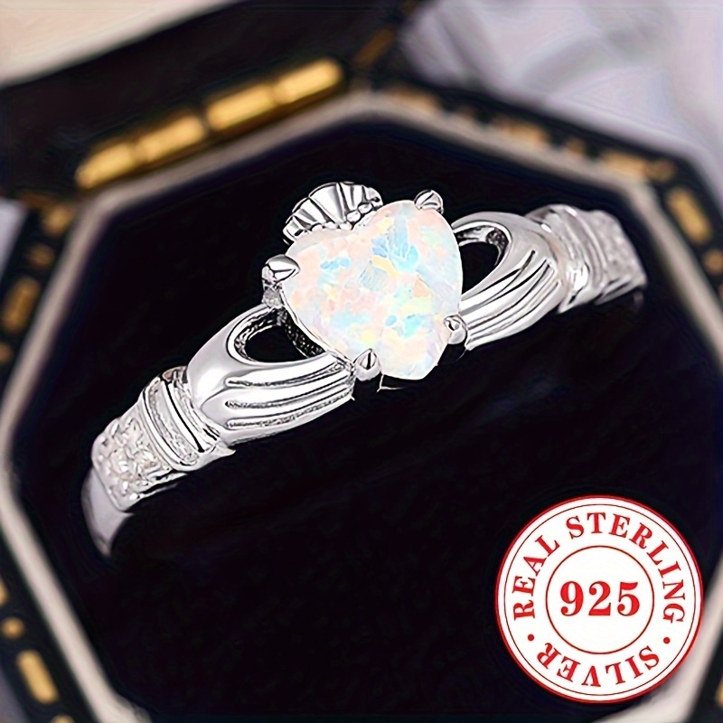 

2.5 Grams Of S925 Sterling Holding Heart Artificial Gemstone Crown Ring Ladies Promise Ring Jewelry (without Box)