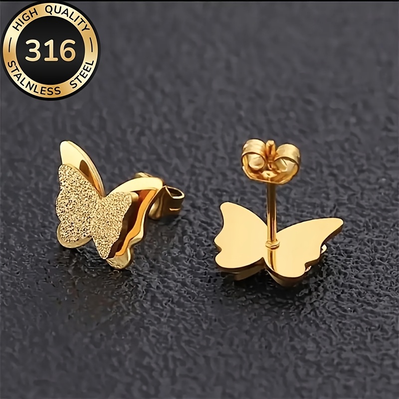 E-shop Hochwertige, hypoallergene goldenen Herz-Ohrringe aus 316 Edelstahl, 18K vergoldet, farbecht, minimalistisch elegant, perfektes Geschenk für