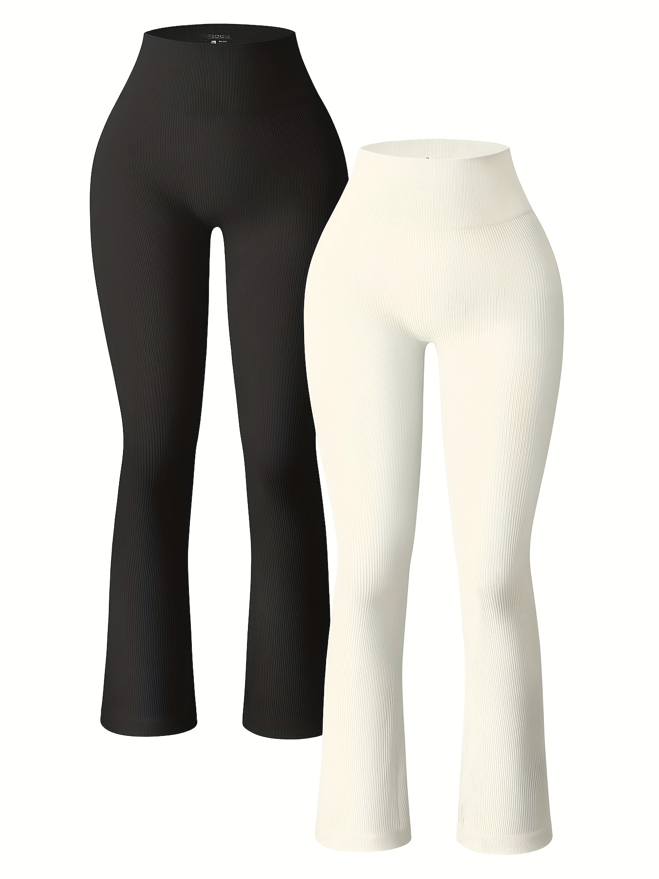 2pcs High Waisted Ribbed Flare Leggings