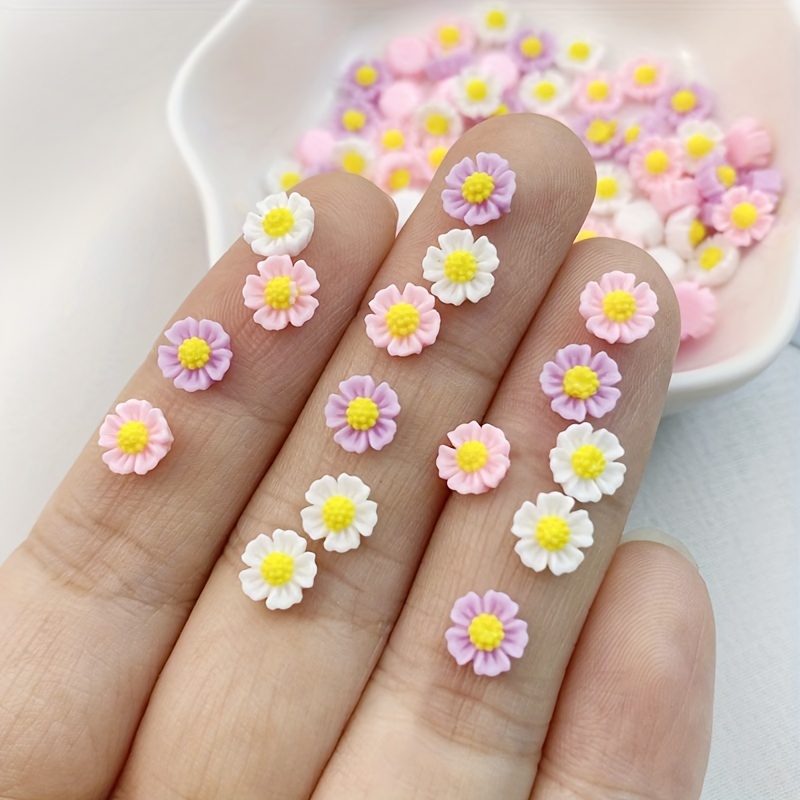 

100/200pcs Mixed Mini 6mm Resin Flower Cabochons For Jewelry Making And Nail Decorations- Diy Nail Art, Scrapbooking, Jewelry Making