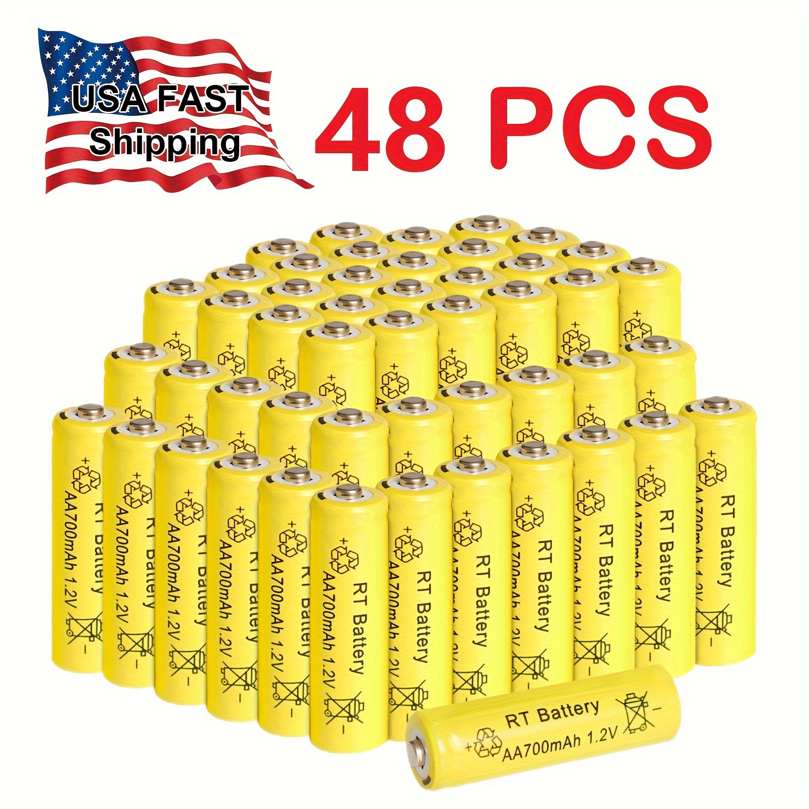 

48pcs Ni-mh Aa 1.2v Rechargeable Battery 700mah Button Top For Outdoor Light, Rechargeable Toy, Microphone Mp3, Mobile Rc, Led Flashlight Toys, Household Gadgets, Household Devices