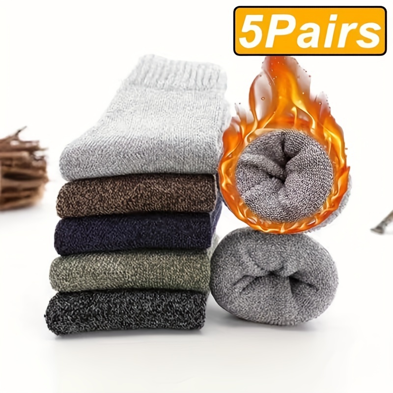 TEMU 5 Thick Cashmere Wool Socks For Men And Women - , , Soft, , Blend With Spandex - Hand