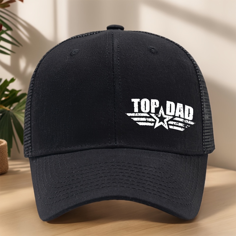 TEMU Top Dad Printed Baseball , High-quality Hard Top, , Duckbill , Outdoor Sports & Leisure, Mesh Breathable Hat, Spring/summer Sun Hat