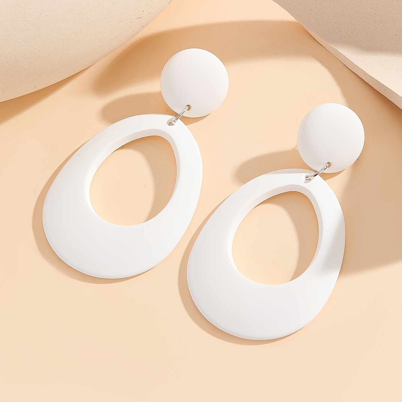 TEMU Pendientes colgantes de mate, pendientes ovalados huecos para mujer, joyería de moda llamativa