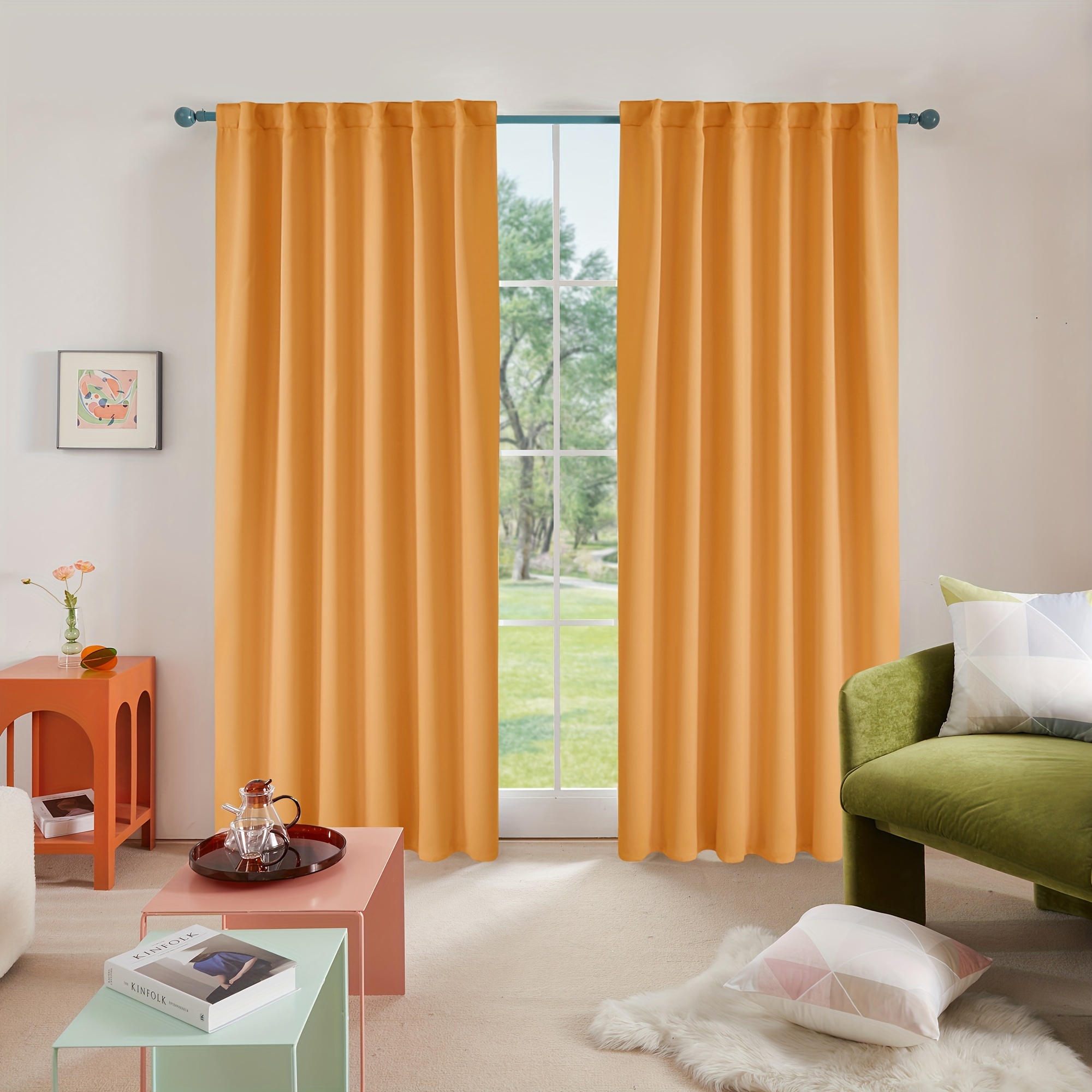 Orange sale Curtains Room Darkening