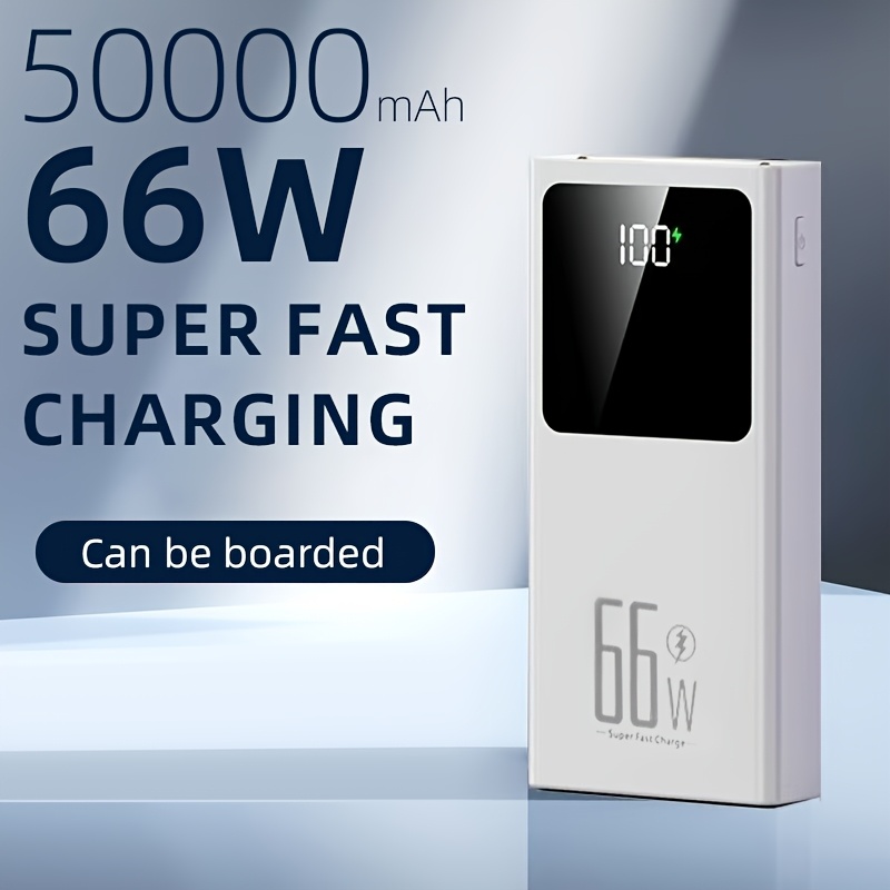 TEMU Batería Externa de 50000mAh, Carga Súper Rápida, Batería de Respaldo de Energía de Emergencia para Exteriores, Luz para Camping al , Batería
