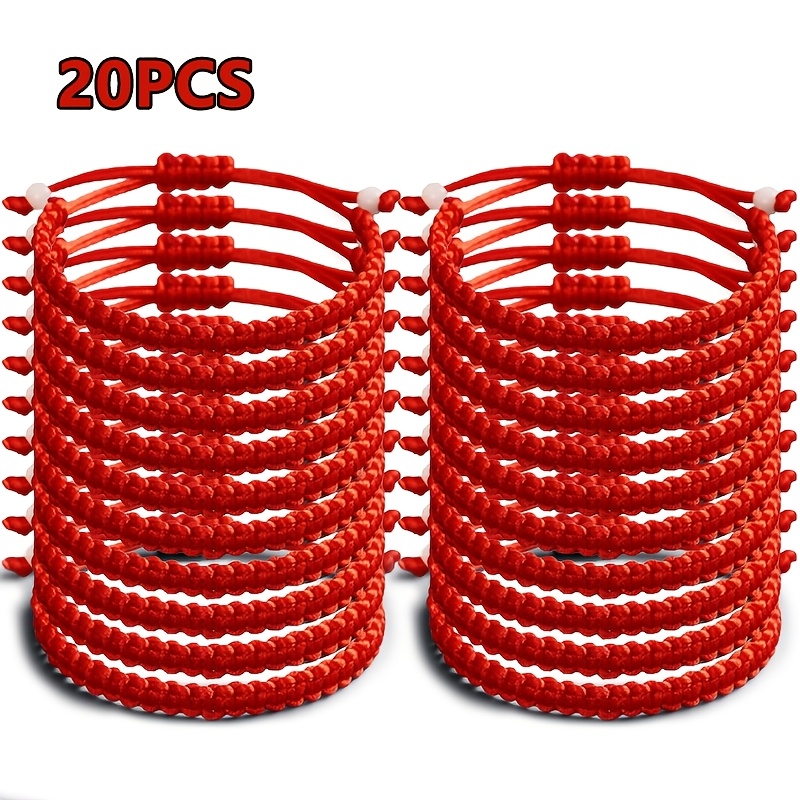 TEMU 20pcs Estilo Chino, Pulsera Ajustable de Nudo Chino Tejido a , Nudo para , Pulsera de , Simbolismo Tradicional del Nudo Chino (Fortuna, Paz,