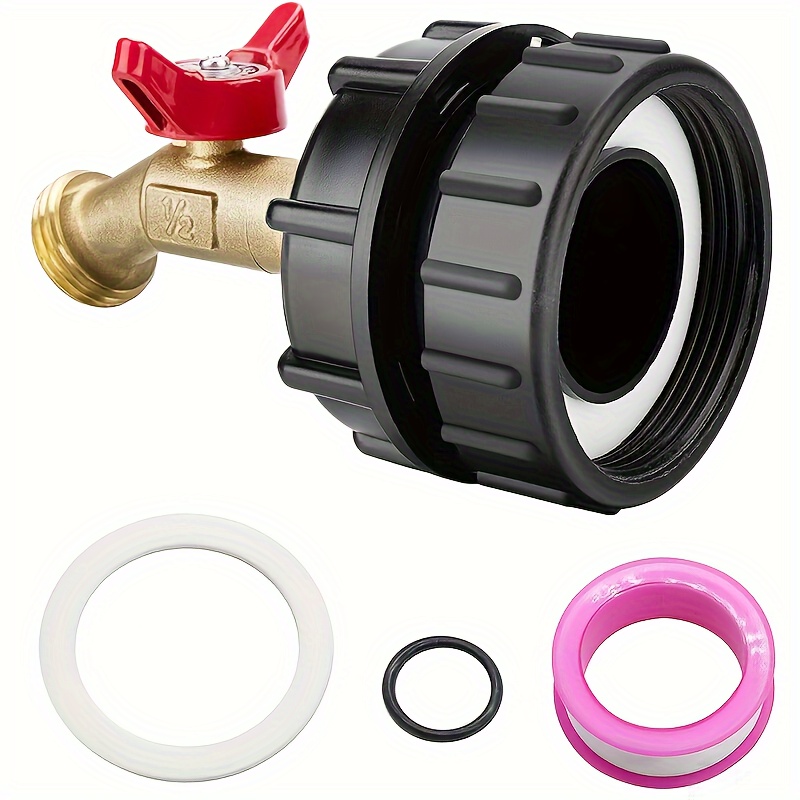 

Brass Faucet Adapter Kit For 275-330 Gallon - Includes Fine Thread Connector, Shut-off Valve & Garden Hose Attachment