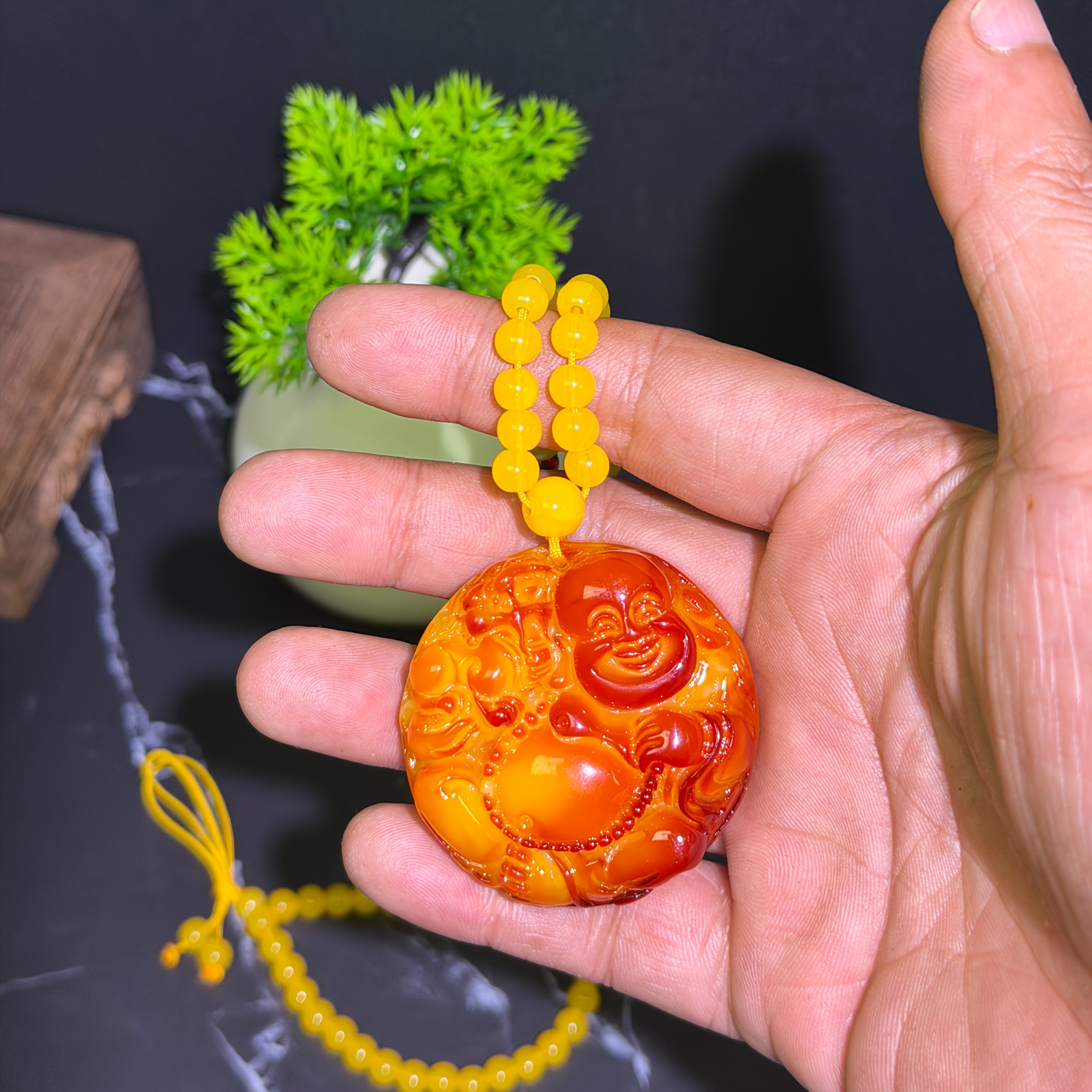 Amber Beeswax Pendant Necklace, Stylish and Elegant