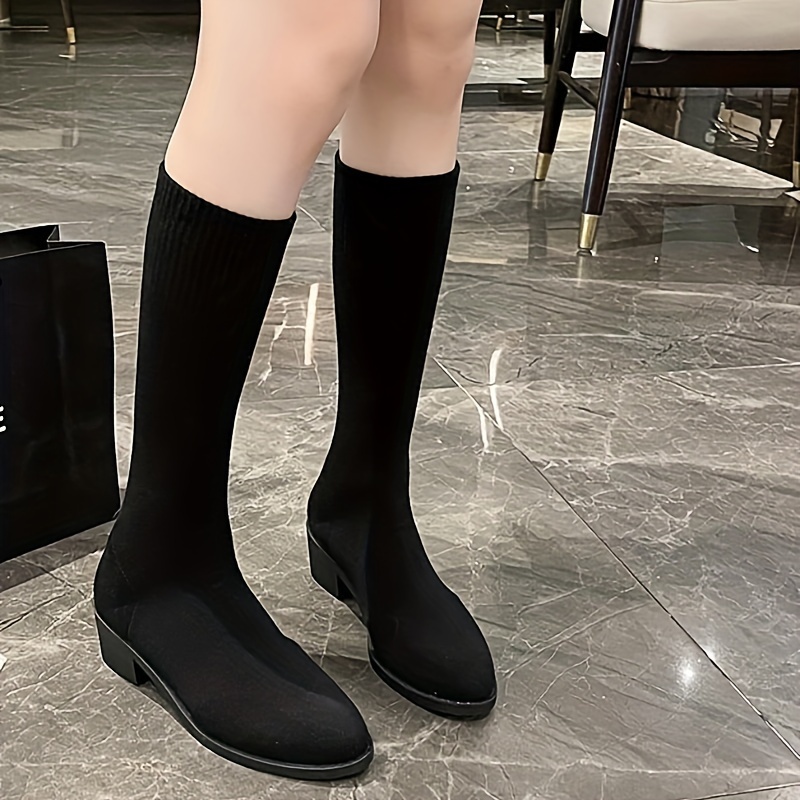 Square Toe Ankle Flat Pointed Black Boots Square Toe Pointed Toe