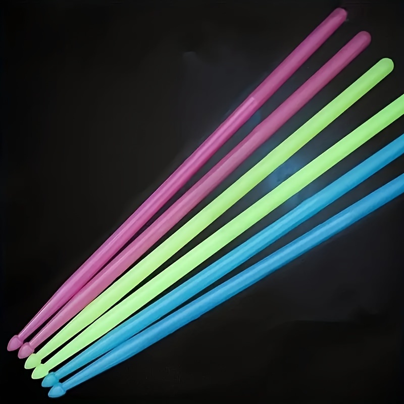 

2pcs Vibrant Neon Light Up Drumsticks, 5a Fluorescent Pvc Drum Sticks, For Stage Performance & Beginners, Drum Accessories